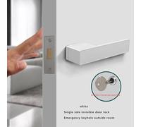LGuenrot Serratura a Un Lato for Porta Invisibile Maniglia for Porta Interna della Camera da Letto Porta Nascosta con Chiave Parete di Sfondo Nascosta Serratura a Un Lato for Porta(White with Key)