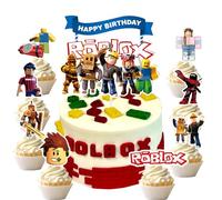 LGUZAKO Topper per torta da gioco da 9 pezzi, decorazioni per torta, 1 topper grande di buon compleanno 8 toppers piccoli per gioco sandbox Topper per cupcake, decorazioni per torta di buon compleanno