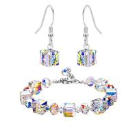 LGWJHCY Bracciali di cristallo, set di orecchini colorati, realizzati a mano, regalo di compleanno per donne, migliori amici, figlie, madri, colleghi, 1, Cristalli artificiali, Cristalli artificiali