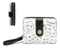 LGWJHCY Leather Small Purse,Wallet for Girls Cat,Zip Wallet with Zip Gifts for Girls Cartoon, Design Stampato Pattern Kitten Black