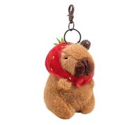 LGWJHCY Portachiavi Peluche Capibara, Portachiavi Ciondolo, Regali Decorativi Capibara, Cartone Animato Keyring Accessori per Auto Borsa Bici Zaino Decorazione Regali per Bambini.(Fragola)