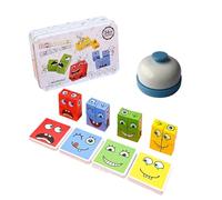 LGWJHCY Puzzle cube en bois, Expression Toy, jeux de puzzle interactifs, jeu de cubes en bois, puzzle de construction, jeu familial avec cloche