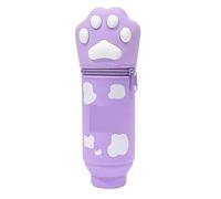 LGWJHCY Telescopic Pencil Case Soft Silicone Kawaii Cat Desktop Pen Holder Zipper Closure Storage Bag Pencil Case for Kids, Animal, Viola, Kawaii