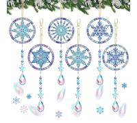 LGZIN 6 Pezzi 5D Diamond Painting Portachiavi Natale, DIY Pittura Diamante Portachiavi Natale, Campana del Vento Diamond Painting Natalizi Pendenti per Bambini, Principianti e Adulti
