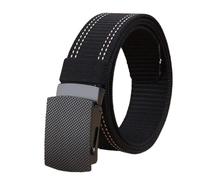 LHAODDUO 3.8 Cm Outdoor Nylon Belt, Black Alloy Automatic Buckle, All-match Striped Men's, Sports(145cm,12)