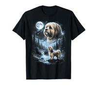 Lhasa Apso Howling to The Moon Retro 90's Dog Maglietta