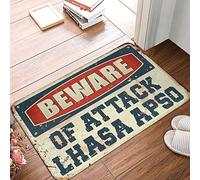 Lhasa Apso - Tappeto per camera da letto per ragazzi, motivo: "Beware of Attack", 40 x 60 cm