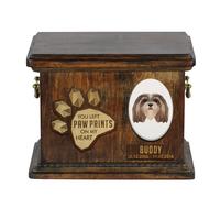 Lhasa Apso urna di legno con cane Art-Dog