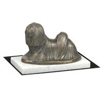Lhassa Apso - Figura Con Uno Cane Su Bianco Marmo Art Dog