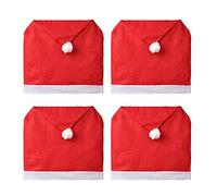 Lhbfcy Coprisedie a Tema Natalizio Cappello di Coprisedia Babbo Natale Pupazzo Coprisedie Decorazioni Adatto Per Sedia, Sedia Da Pranzo, Casa, Ristorante, Festa, Decorazioni Natalizie-50x70cm(4 Pezzi)