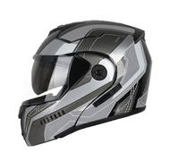 LHBM Casco Flip-up,Casco Moto Modulare Integrato apribile Parasole caschi Doppia Visiera Antivento prevenzione delle collisioni ECE,per Uomo Donna Scooter Adulto C,M(57-58cm)
