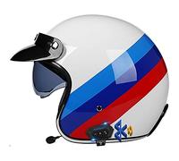 LHBM Casco Moto Aperto con Bluetooth Integrato,Certificazione ECE 3/4 retrò Casco Jet,Visiera Sole a Scomparsa con Microfono Speaker per Donna e Uomo Adulto Casco Moto Jet A,L=59-60cm