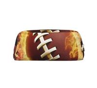LHBWCVN Astuccio per matite con motivo football americano fiammeggiante, astuccio per matite di grande capacità, borsa per penne estetica, borsa per trucco in pelle per donne e uomini, borsa da
