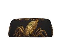 LHBWCVN Astuccio per matite con scorpione dorato, astuccio per matite di grande capacità, borsa per penne estetica, borsa per il trucco in pelle per donne e uomini, borse da toeletta da viaggio con
