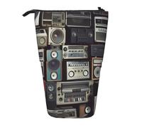 LHBWCVN Astuccio per matite telescopico vintage Wall of Radio Boombox per cosmetici astuccio telescopico portamatite carino stand up astuccio per donne uomini portamonete da viaggio