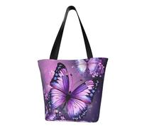 LHBWCVN Bella borsa tote viola con farfalla per le donne borsa con manico superiore borsa a tracolla grande borse casual borsa per la spesa estetica borsa della spesa riutilizzabile borsa da lavoro