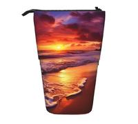 LHBWCVN Bella spiaggia tramonto Cosmetici Bag Standing Pencil Case Telescopico Pencil Bag Portable Pencil Holder Cute Stand up Pencil Pouch per donne uomini Viaggio portamonete borsa