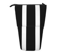 LHBWCVN Borsa per cosmetici a righe nere e bianche Astuccio in piedi Astuccio telescopico Portamatite Portatile Simpatico Stand up Pencil Pouch per Donne Uomini Portamonete da Viaggio