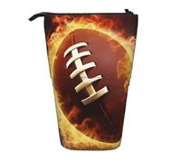 LHBWCVN Borsa per cosmetici con motivo football americano fiammeggiante, astuccio telescopico, portamatite portatile, grazioso astuccio per matite da viaggio per donne e uomini