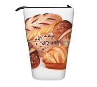 LHBWCVN Borsa per cosmetici con pane dipinto, astuccio telescopico, portamatite portatile, grazioso astuccio per matite in piedi, per donne e uomini, portamonete da viaggio