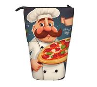 LHBWCVN Borsa per cosmetici con pizza, astuccio telescopico per matite e cosmetici, portatile, carino astuccio per matite in piedi, per donne e uomini, portamonete da viaggio
