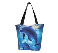 LHBWCVN Borsa tote con delfini carini per le donne borsa con manico superiore borsa a tracolla grande borse hobo borse casual estetiche borsa per la spesa riutilizzabile borse della spesa con cerniera