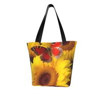LHBWCVN Borsa tote da donna con girasoli gialli con farfalla rossa borsa con manico superiore borsa a tracolla grande borse casual borsa per la spesa estetica borsa della spesa riutilizzabile borsa da