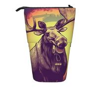 LHBWCVN Cool Moose - Astuccio per cosmetici con supporto, telescopico, portamatite, carino, per donne, uomini, portamonete da viaggio