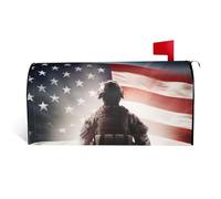 LHBWCVN Coperture magnetiche per cassette postali con soldato con bandiera americana, copertura decorativa per cassetta delle lettere di benvenuto, decorazione per cassetta postale di benvenuto per
