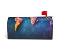 LHBWCVN Coperture per cassette postali con mappa del mondo astratta involucri magnetici per cassetta postale personalizzata copertura decorativa per cassetta della posta di benvenuto per giardino
