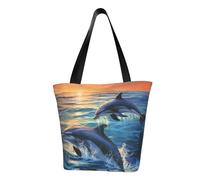 LHBWCVN Delfini nel mare Borsa tote da donna Borsa con manico superiore Borsa a tracolla grande Hobo Borse casual Borsa per la spesa estetica Borsa per la spesa riutilizzabile Borsa da lavoro con