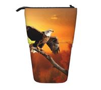 LHBWCVN Golden Sunset Bald Eagle Astuccio per cosmetici Astuccio telescopico portamatite portatile carino stand up astuccio per donne uomini portamonete da viaggio