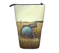 LHBWCVN Music Drum in Field Borsa per cosmetici Astuccio in piedi Astuccio telescopico Portamatite Portatile Simpatico Stand Up Pencil Pouch per Donne Uomini Portamonete da Viaggio