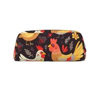 LHBWCVN Simpatico astuccio con galline di gallo, astuccio per matite di grande capacità, borsa per penne estetica, borsa per il trucco in pelle per donne e uomini, borsa da toeletta da viaggio con