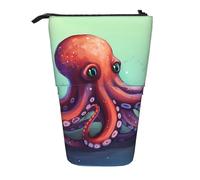 LHBWCVN Simpatico astuccio per cosmetici a forma di polpo astuccio telescopico portamatite portatile carino stand up matita astuccio per donne uomini borsa portamonete da viaggio