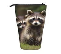 LHBWCVN Simpatico astuccio per cosmetici con procione, astuccio telescopico, portamatite portatile, grazioso astuccio per matite in piedi, per donne e uomini, portamonete da viaggio