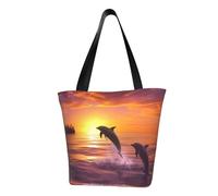 LHBWCVN Sunset delfini Tote Bag per le donne Top-Handle Purse Large Shoulder Hobo Bags Casual Borse Estetica Shopping Bag Riutilizzabile Borsa della spesa Borsa da lavoro con cerniera Borsa da viaggio