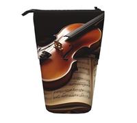 LHBWCVN Violino e libro Borsa per cosmetici Astuccio in piedi Astuccio telescopico Portamatite Portatile Simpatico Stand up Pencil Pouch per Donne Uomini Viaggio Portamonete Borsa
