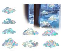 Lhbwhiz 8 pezzi adesivi per finestre arcobaleno,adesivi per finestre anticollisione uccelli,finestra in lamina arcobaleno con prisma a forma di nuvola,adesivi in vetro statico per porte e finestre