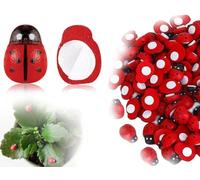 Lhbwhiz Confezione da 100 Mini Coccinelle,Peluche coleotteri Portafortuna,Decorazioni autoadesive per Coccinelle,Coccinella in Legno, per Artigianato Fai-da-Te,Decorazioni per Feste(Rosso, 8 x 11 mm)