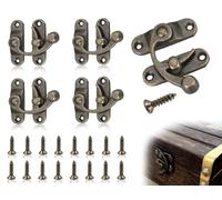 Lhbwhiz Confezione da 4 fermagli antichi,chiusure oscillanti in bronzo con 16 viti,ganci di bloccaggio vintage a destra,ganci a chiusura,chiusura a cerniera retrò,chiusura a gancio antica