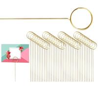 Lhbwhiz Confezione da 40 segnaposto,portacarte floreali in metallo,portafoto,plettri per fiori,portamemo in filo metallico,clip ad anello,portafoto,per compleanno,festa di matrimonio(rotondo,oro)