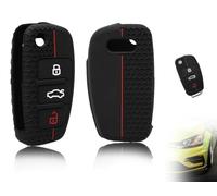 Lhbwhiz Custodia per Chiave Auto,Cover Protettiva in Silicone,Custodia per Chiave a 3 Pulsanti,Custodia Pieghevole per Chiave,Compatibile con Audi A1 A3 A4 A6 S3 S4 S6 Q3 Q5 Q7 TT RS4 RS6(Nero)