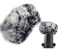 Lhbwhiz Parabrezza per microfono, paravento in pelliccia, mini microfono in schiuma con filtro antivento, pelliccia lavalier filtra il rumore del vento, compatibile con microfono e altro (nero gelo)