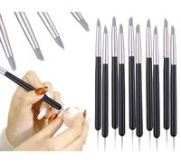 Lhbwhiz Set di Strumenti per Modellare 10 Pezzi,pennelli per modellismo,Penna per Modellare con Punta in Gomma Morbida,Strumenti per Ceramica,pennelli in Silicone,Strumenti per Ceramica(Grigio)