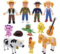 LHCUPGE Figure di Animali da Fattoria,Figurine di Animali Realistici,10 Pezzi Set di Modelli di Personaggi di Simulazione Fattoria in Miniatura Figure,per Bambini Adulti Adult