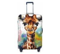 LHCVSFGW Copertura per bagagli da viaggio Carina giraffa acquerello Valigie Protector Elastico Lavabile Bagagli Copertura antigraffio Valigia Copertura Addensare Bagagli Protezione per bagagli Adatto