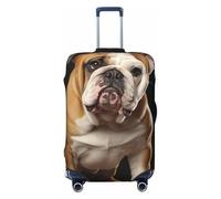 LHCVSFGW Copertura per bagagli da viaggio con bulldog inglese, elastica, lavabile, antigraffio, per valigie e bagagli spessa, adatta per bagagli da 45 a 81 cm, Nero , M