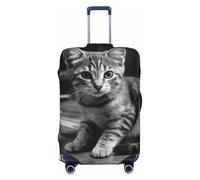 LHCVSFGW Copertura per bagagli da viaggio con gatto su tavolo in legno, protezione elastica lavabile per bagagli, antigraffio, copertura per valigie ispessita, adatta per bagagli da 45-81 cm, Nero , M