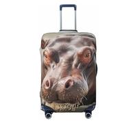 LHCVSFGW Copertura per bagagli da viaggio con ippopotamo in acqua, protezione elastica lavabile per bagagli, antigraffio, per valigie, per bagagli da 45,7 a 81,7 cm, Nero , L